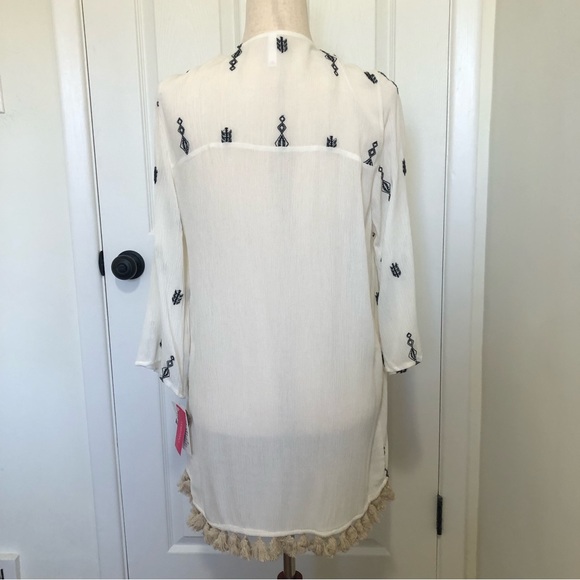 Xhilaration Jacket Coat Swimsuit Cover Up  Kimono Aztec Print Off White - Picture 3 of 7